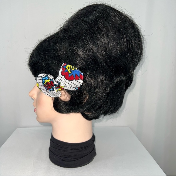 Comic Book Words Polka Dot Bandana Knotted Hair Bow - Picture 5 of 11